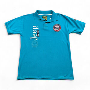 Jeep Polo Shirt Adult MEDIUM Blue Patches Embroidered Branded American Legend